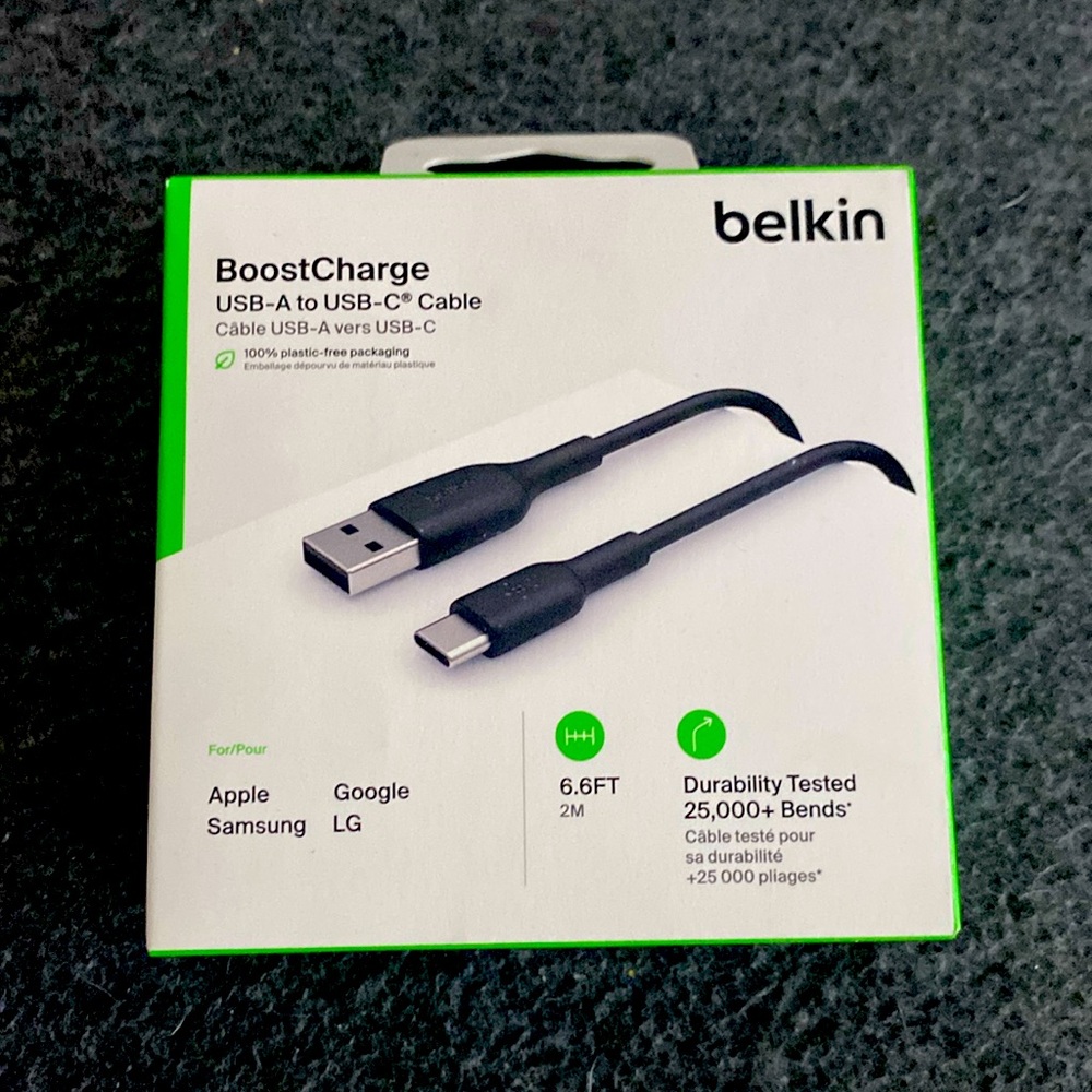 Belkin 6.6 ft Boost Charge USB-A to USB-C cable.   New never opened
